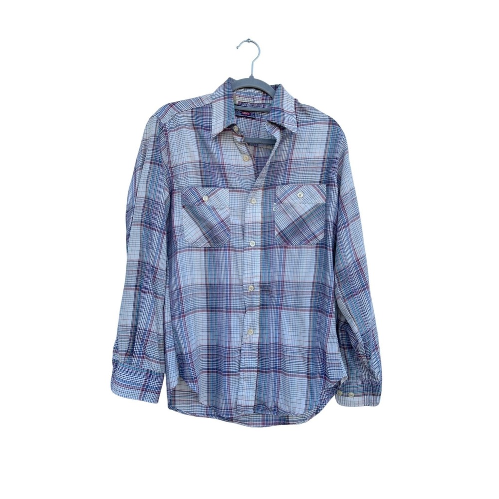 Vintage Levi's Button Down Men's Shirt, Button Pockets, Tapered Fit Sz‎ M